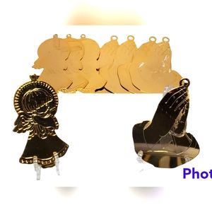 Vintage Brass Duchin Engravable Angel and Praying Hands Ornament